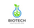 Biotech logo design. Biochemistry connections vector design Royalty Free Stock Photo