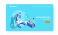 Biotech Services Based Landing Page Design with Illustration of Scientists Doing Research in Laboratory and DNA