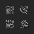 Biotechnology chalk white icons set on black background