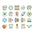 biotechnology chemistry science icons set vector Royalty Free Stock Photo