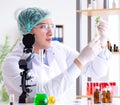 Biotechnology concept with scientist in lab Royalty Free Stock Photo