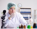 Biotechnology concept with scientist in lab Royalty Free Stock Photo