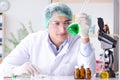 The biotechnology concept with scientist in lab Royalty Free Stock Photo