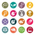 Biotechnology science theme circle icons