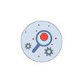 Biotechnology, gear, search atom in badge icon. Element of biotechnology icon