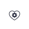 Biotechnology icon with heart and cogwheel