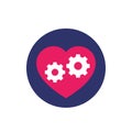 biotechnology icon with heart, flat vector