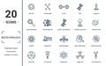 Biotechnology icon set. Monochrome sign collection with bacteria, chromosome, clone, gene and over icons. Biotechnology