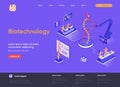 Biotechnology isometric landing page. Royalty Free Stock Photo