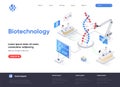Biotechnology isometric landing page. DNA sequence cloning and recombination isometry web page. Genetic engineering Royalty Free Stock Photo