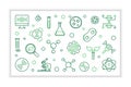 Biotechnology linear banner. Vector Biotech illustration