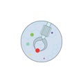 Biotechnology, Nano robot in badge icon. Element of biotechnology color icon