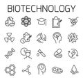 Biotechnology related vector icon set.