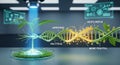 Biotechnology research analyzing plant DNA for genetic modification and enhanced growth in a modern laboratory setting Royalty Free Stock Photo