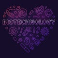 Biotechnology Science concept line vector heart shaped colored banner