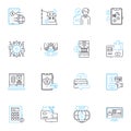 Biotechnology sector linear icons set. Genomics, Proteomics, Bioinformatics, Antibiotics, Biomanufacturing, Cloning Royalty Free Stock Photo