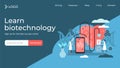 Biotechnology tiny persons vector illustration landing page template design