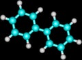 Biphenyl molecular structure on black background Royalty Free Stock Photo