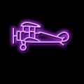 biplane airplane aircraft neon glow icon illustration