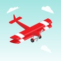 Biplane airplane isometric vector illustration