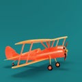 Biplane on dark green background