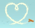 Biplane with heart shape Royalty Free Stock Photo