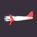 Biplane red side view vector icon transportation. Engine wing vehicle adventure plane concept. Vntage illustration Royalty Free Stock Photo