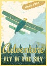 Biplane retro poster