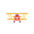 Biplane vector icon on white