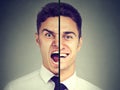 Bipolar disorder. Business man with double face expression Royalty Free Stock Photo