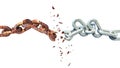 Bipolar disorder chain rusty and silver break isolated - 3d rendering Royalty Free Stock Photo