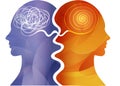 Bipolar disorder mental health concept with contrasting mind states in human profiles Royalty Free Stock Photo
