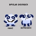 Bipolar double personality mental disorder panda. Mental health