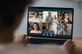 Biracial woman talk on video call on laptop Royalty Free Stock Photo