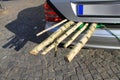 Birch fire wood in a motor vehicle luggage carrier