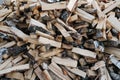 Birch firewood pile texture, split with axe pieces piled in a big heap Royalty Free Stock Photo