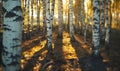 birch forest in sunlight in the morning, soft focus Royalty Free Stock Photo