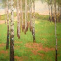 Birch grove at dusk, Carl Moll