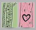 Birch and heart on tree cards