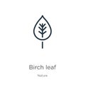 Birch leaf icon. Thin linear birch leaf outline icon isolated on white background from nature collection. Line vector sign, symbol Royalty Free Stock Photo