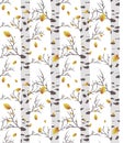 Birch tree autmn. seamless pattern