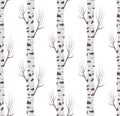 Birch tree autumn. seamless pattern background