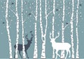 Birch trees with deer, vector background Royalty Free Stock Photo