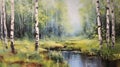 Birch Trees In Forest Landscape