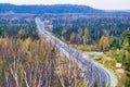 Birch trees overlooking the Transcanada Highway from the town of Royalty Free Stock Photo