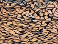 Birch wood neatly stacked in a woodpile, close-up, background, texture. Preparation of firewood and boards on the sawmill, for the Royalty Free Stock Photo