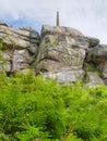 Birchen Edge cliff face with Nelsons monumsnt - HDR image Royalty Free Stock Photo