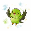 Cute happy kawaii Bird green vector