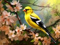 Ai Generated illustration Wildlife Concept of Bird - American Goldfinch