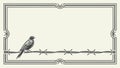Bird on Barbed Wire in a Harsh-Edged Frame, vector design Generative AI Royalty Free Stock Photo